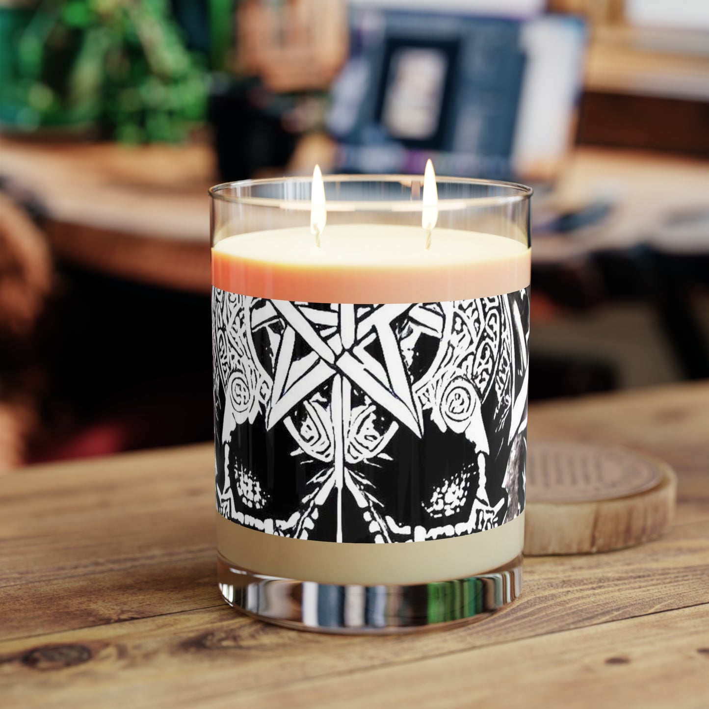 Pentagram Skull Scented Candle - Full Glass, 11oz