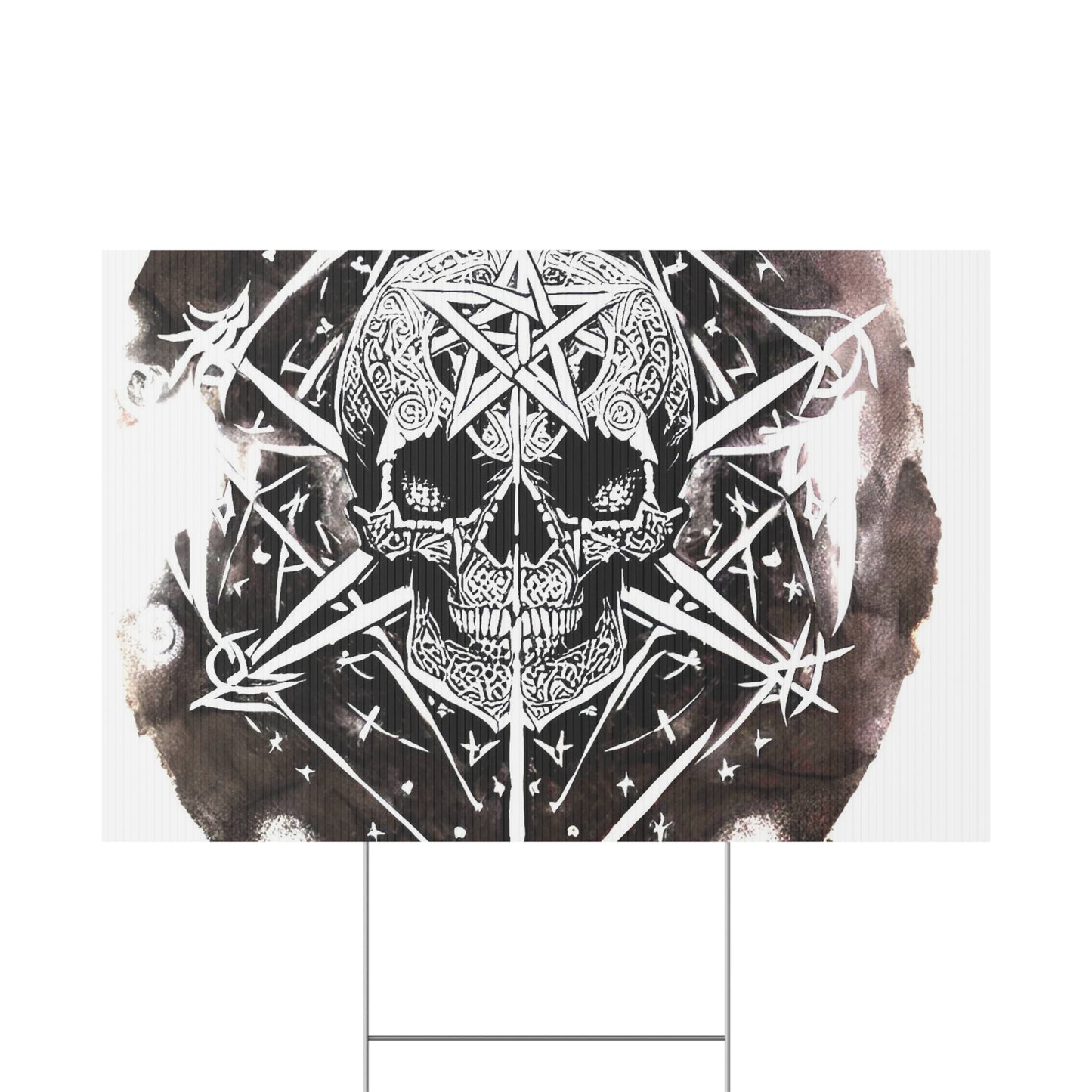 Pentagram Skull Plastic Yard Sign