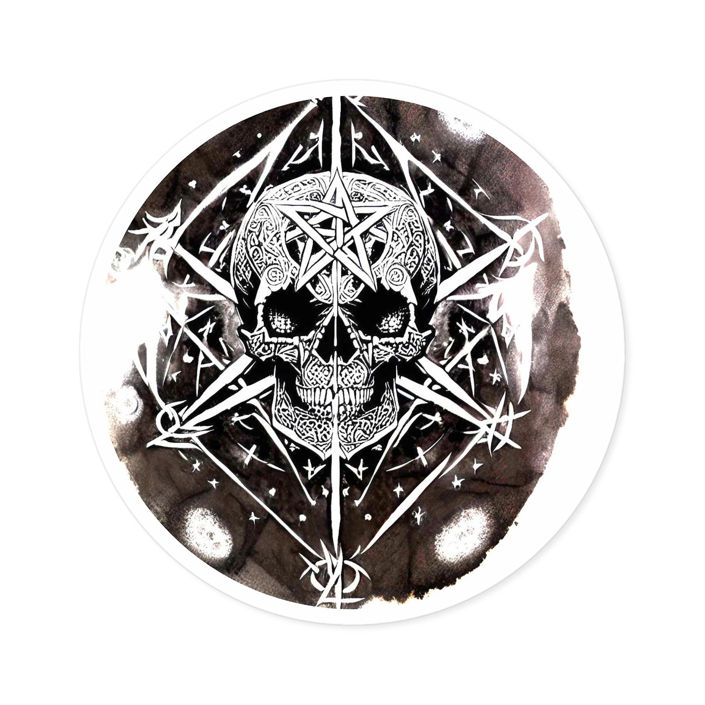 Pentagram Skull Round Stickers, Indoor\Outdoor