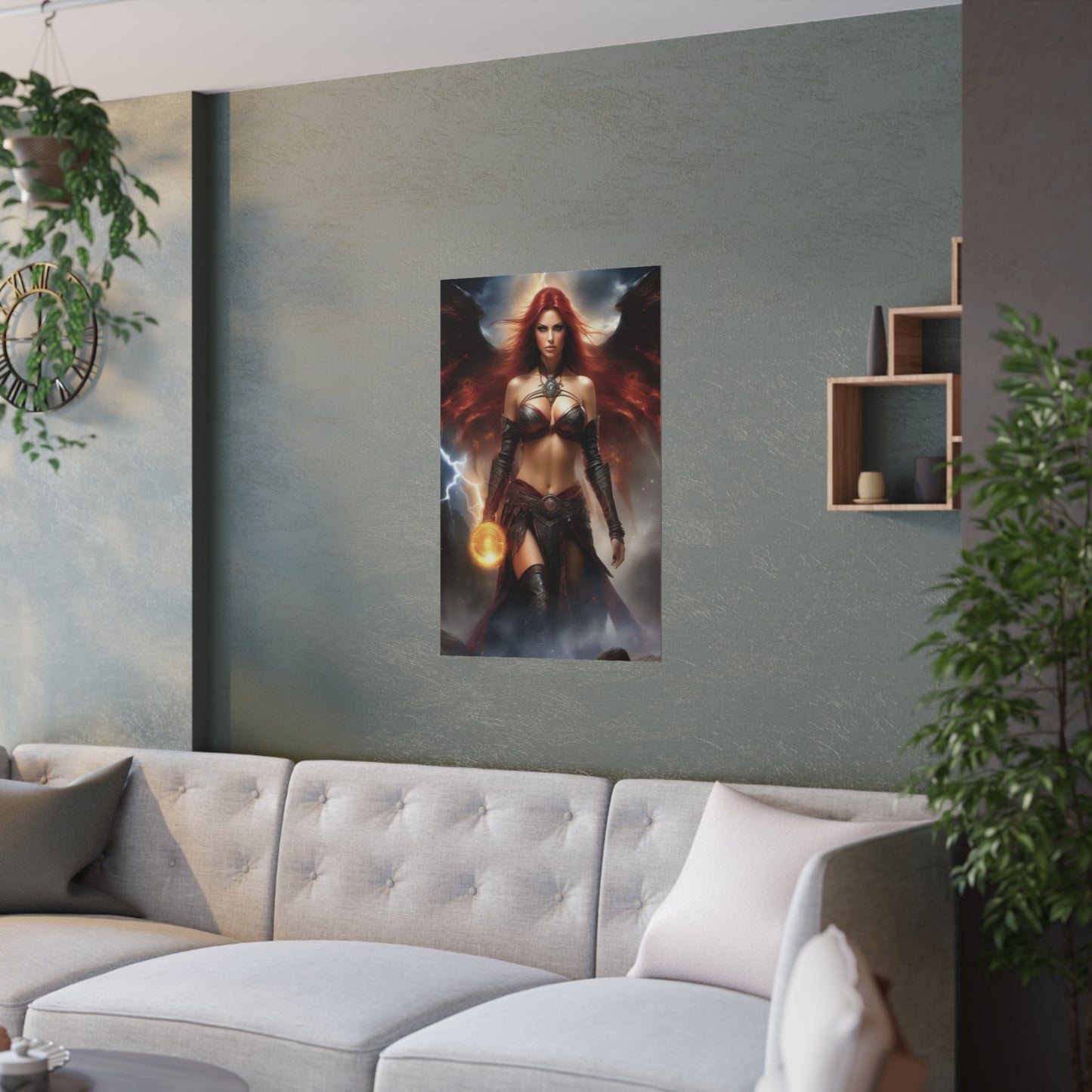 Winged Fire Witch Satin Posters (210gsm)