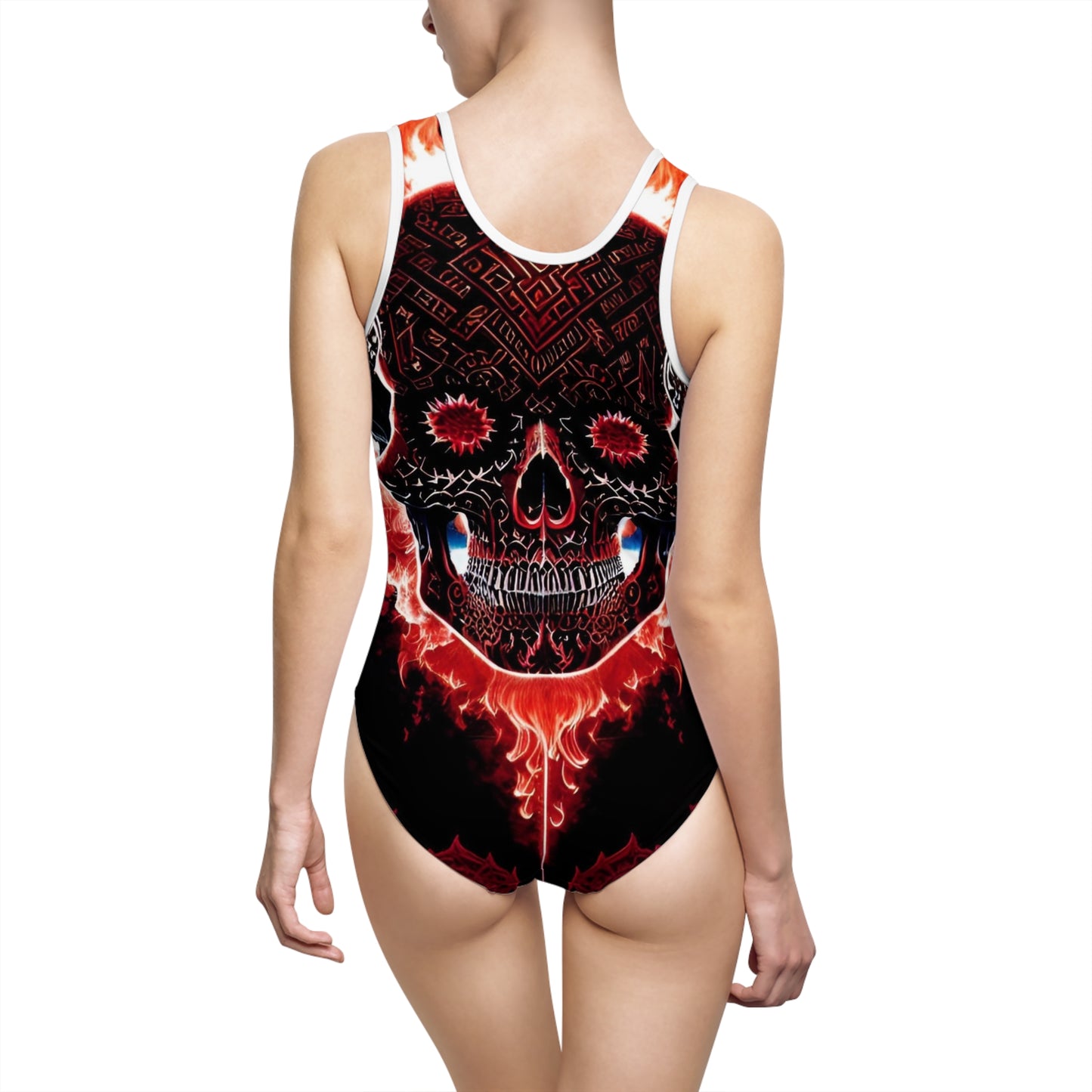 Red skull Women's Classic One-Piece Swimsuit (AOP)