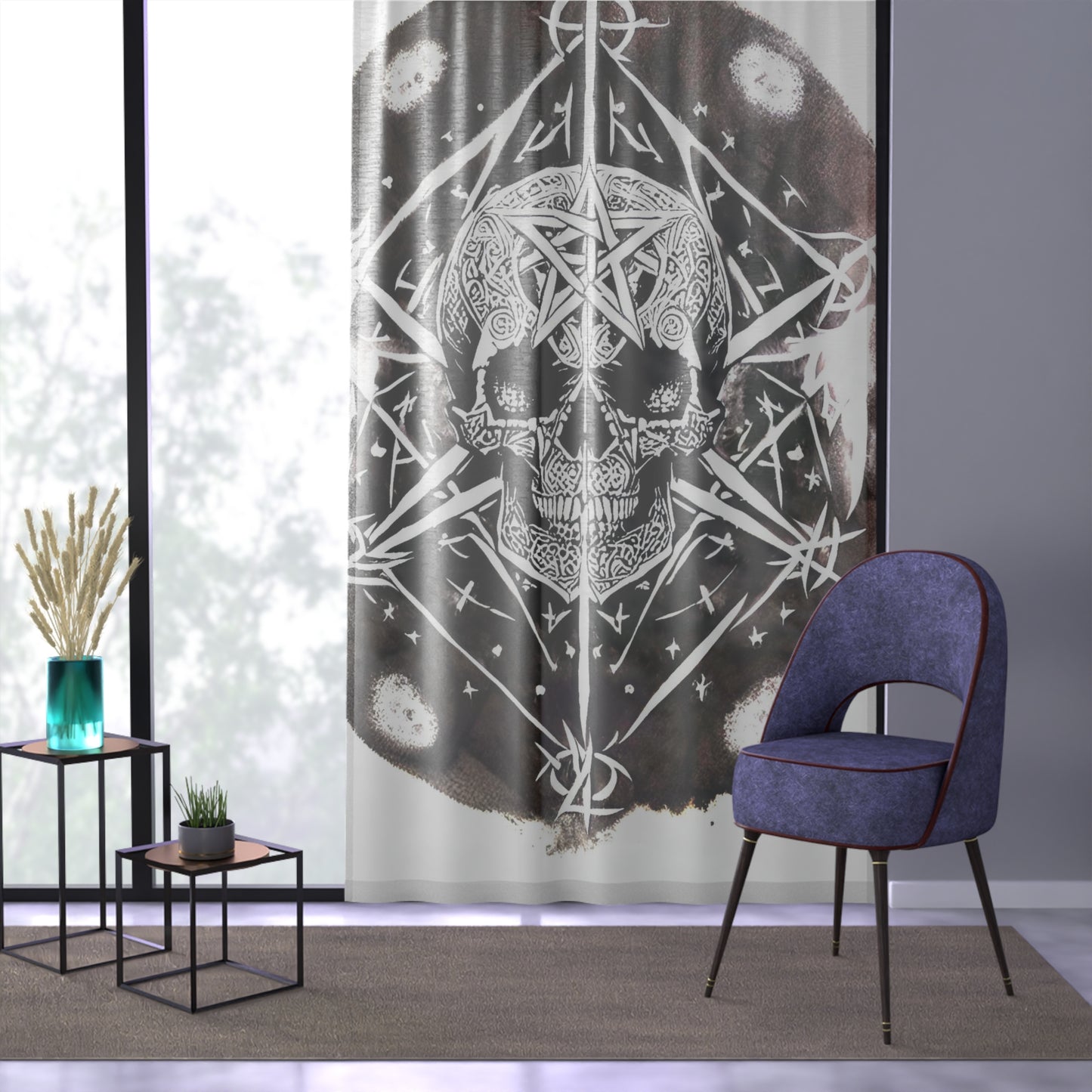 Pentagram Skull Window Curtain