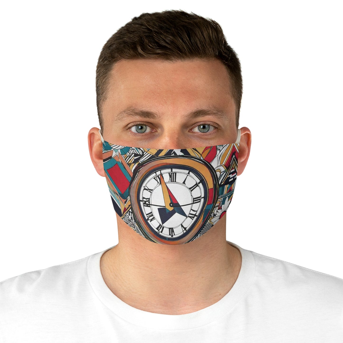 Abstract clock Fabric Face Mask