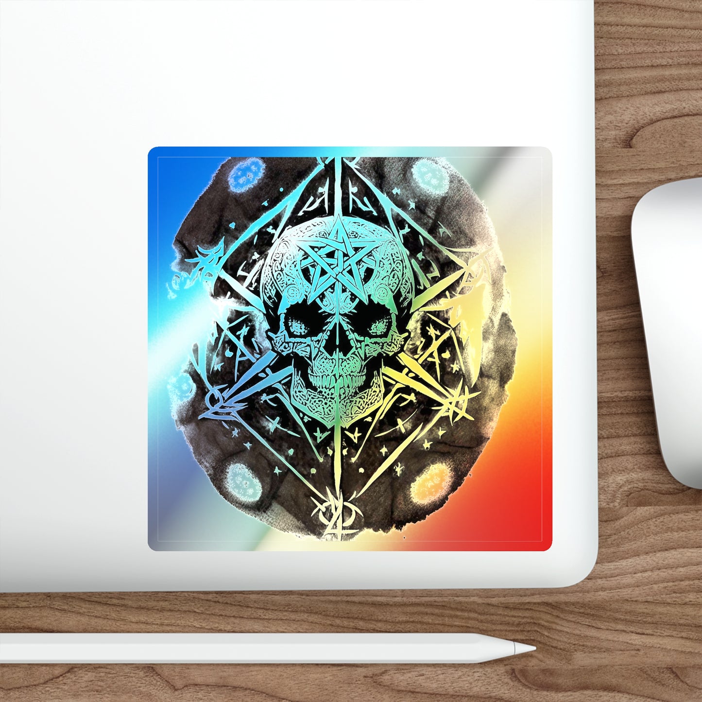 Pentagram Skull Holographic Die-cut Stickers