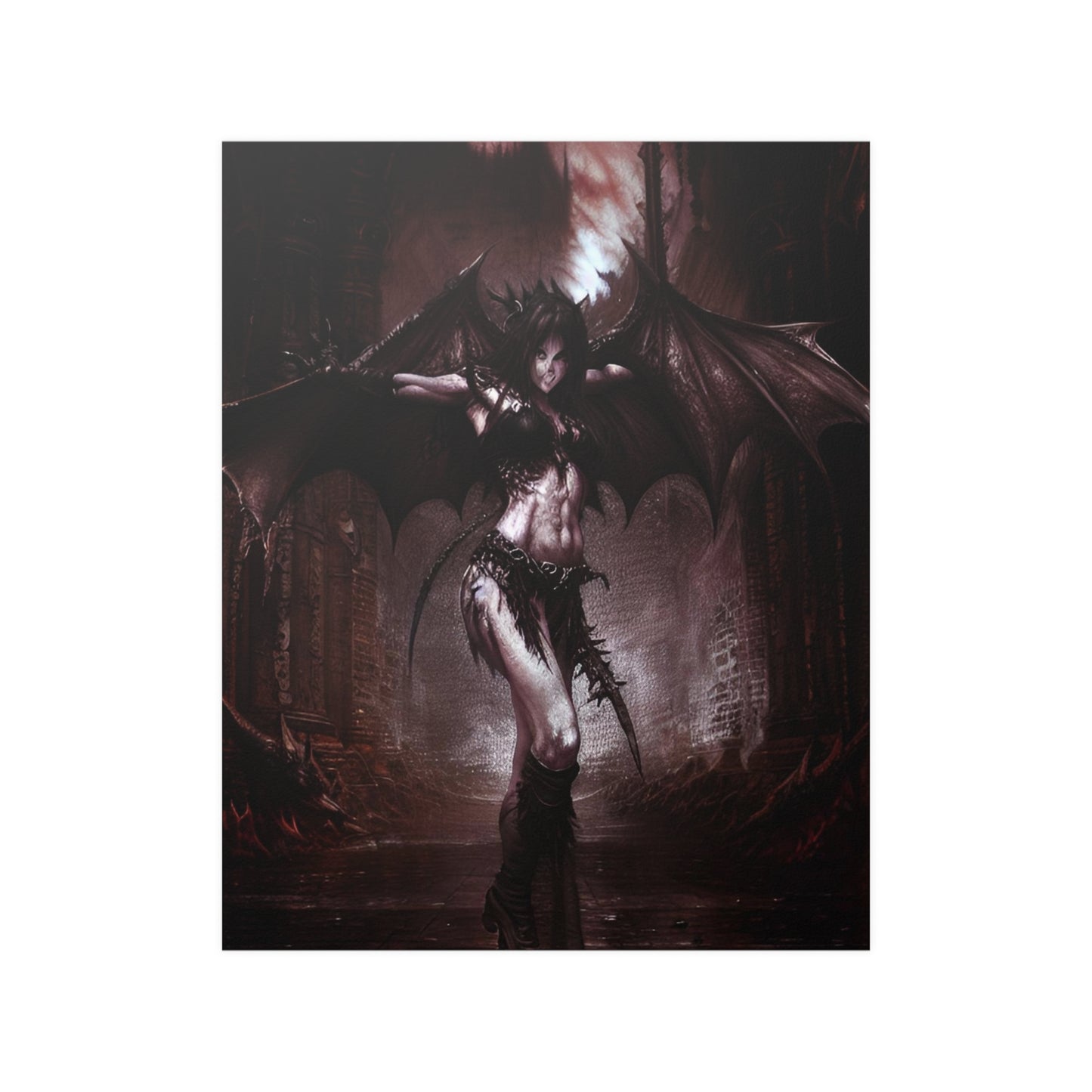 Nightmarish Succubus Demon Satin Poster