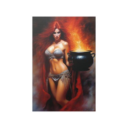 Redheaded witch Satin Posters (210gsm)