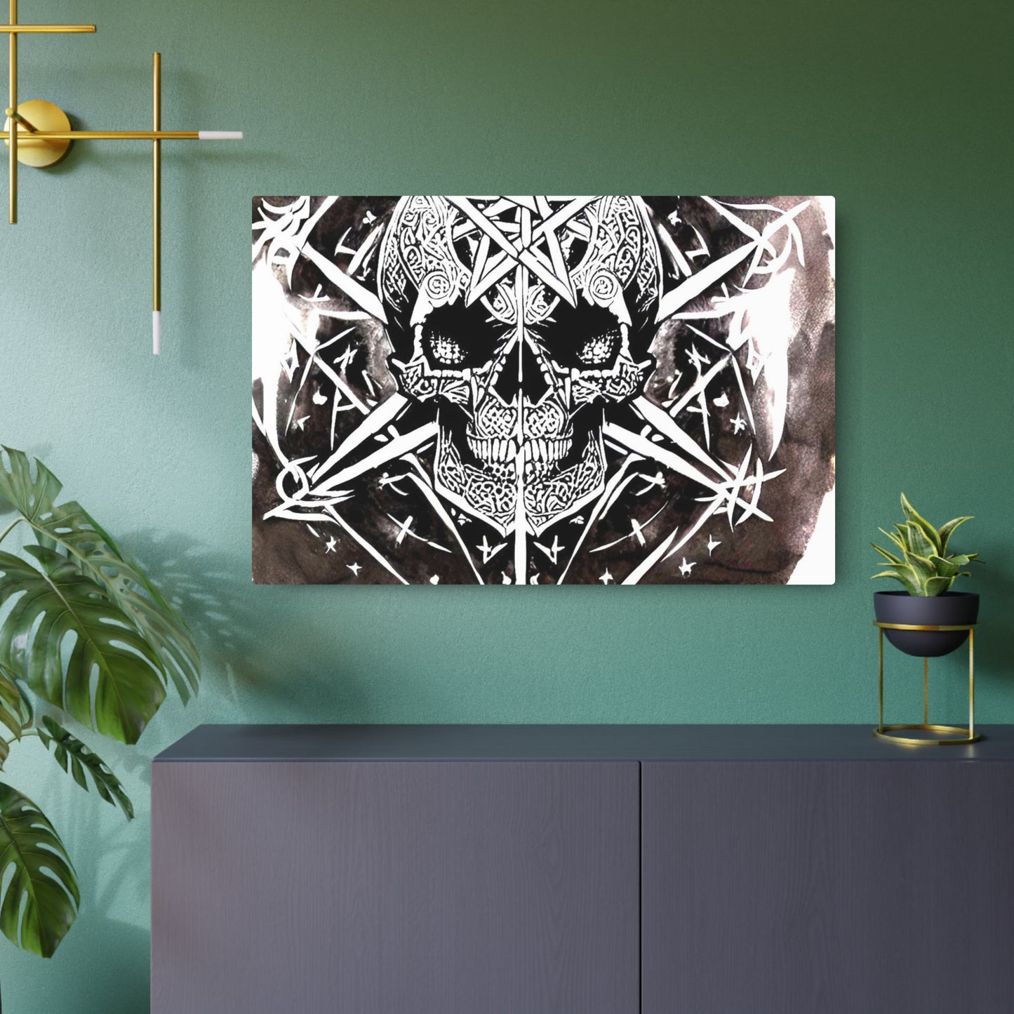 Pentagram Skull Metal Art Sign