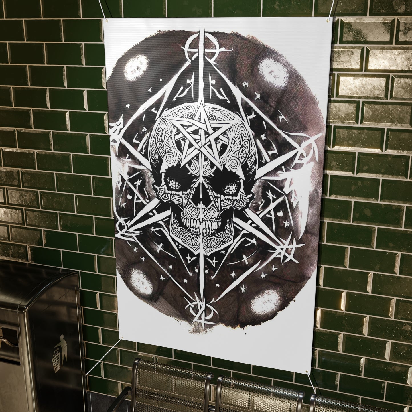 Pentagram Skull Matte Banner