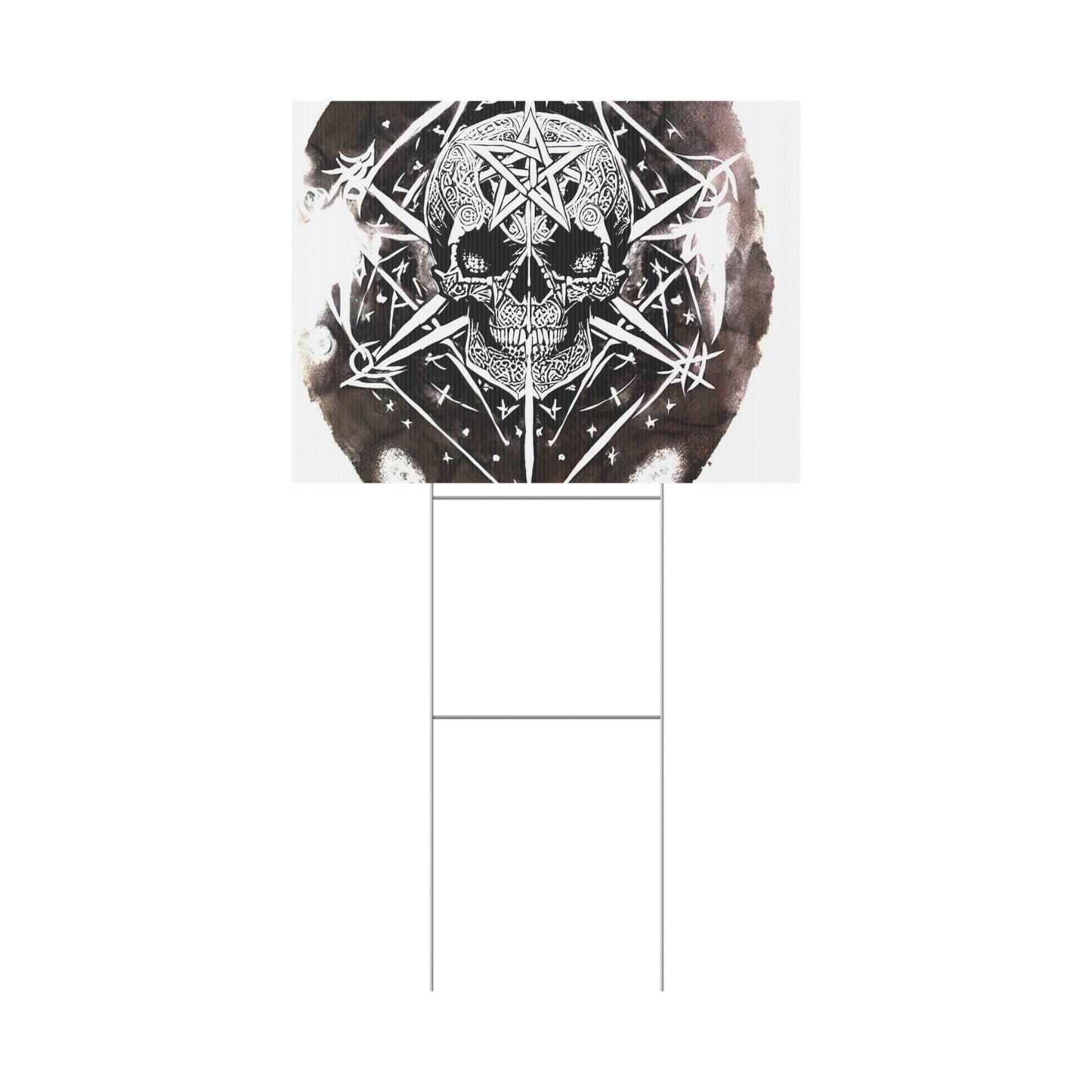 Pentagram Skull Plastic Yard Sign