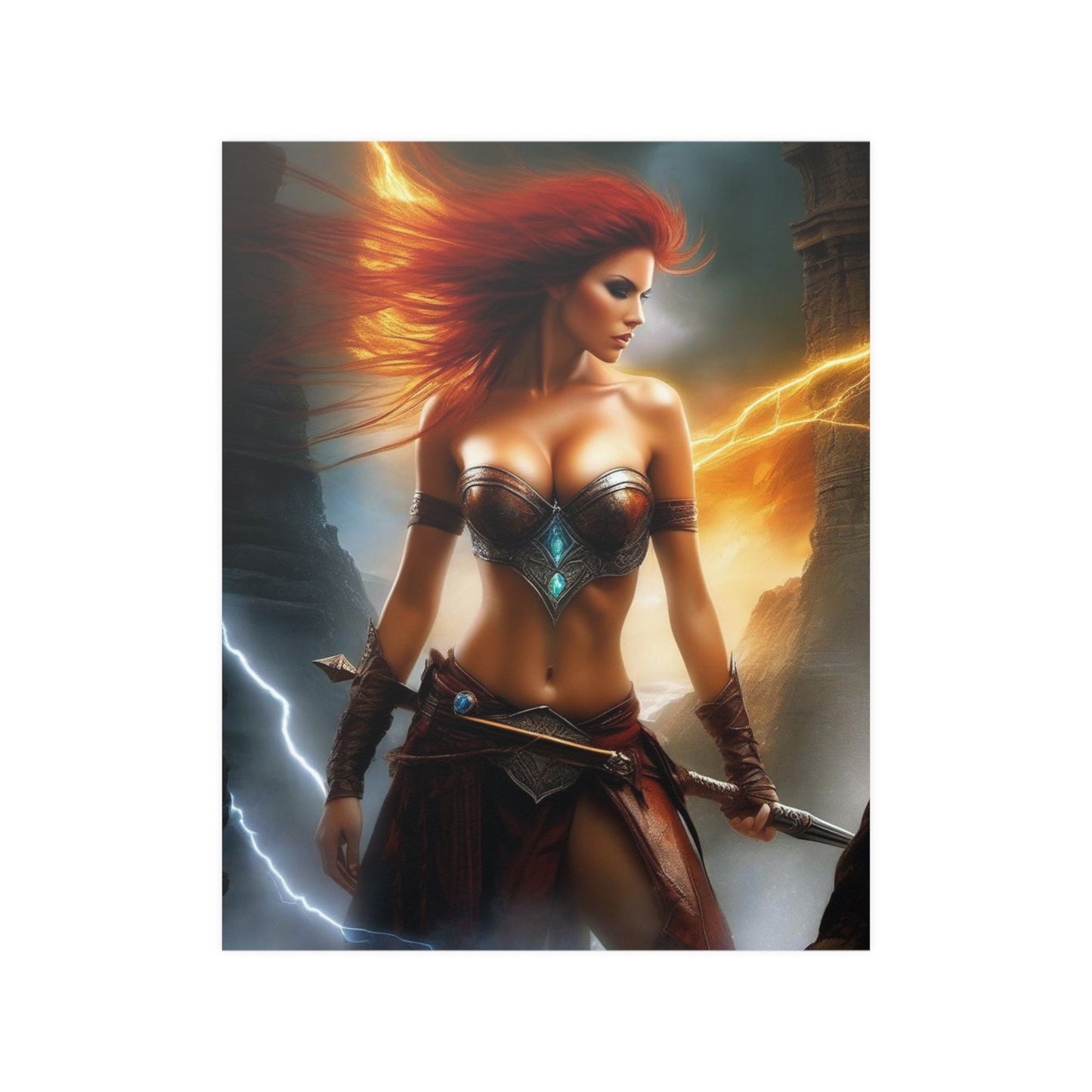 Lighting winged Warrior Satin Posters (210gsm)