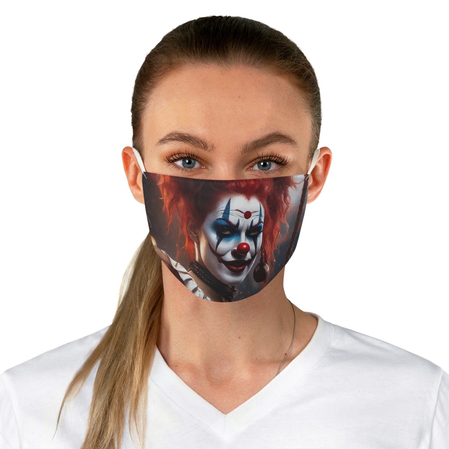 Female evil Clown Fabric Face Mask