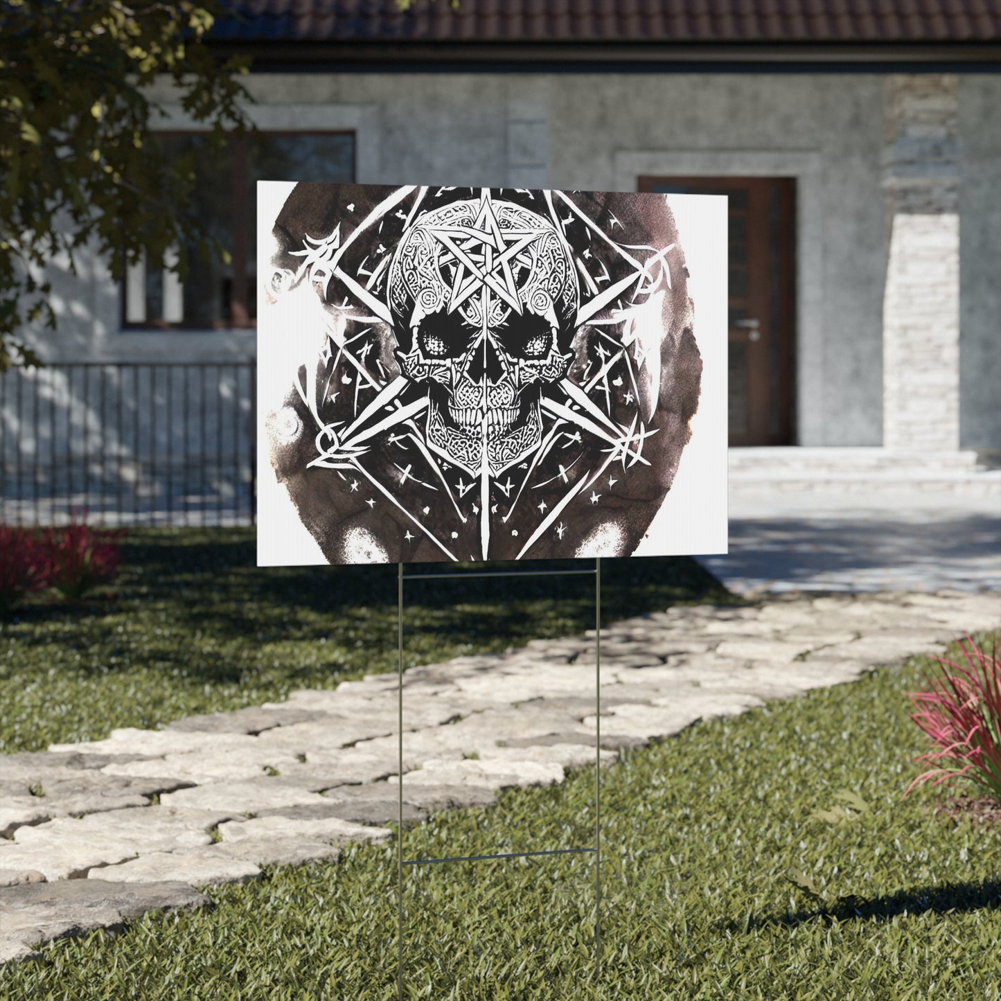 Pentagram Skull Yard Sign