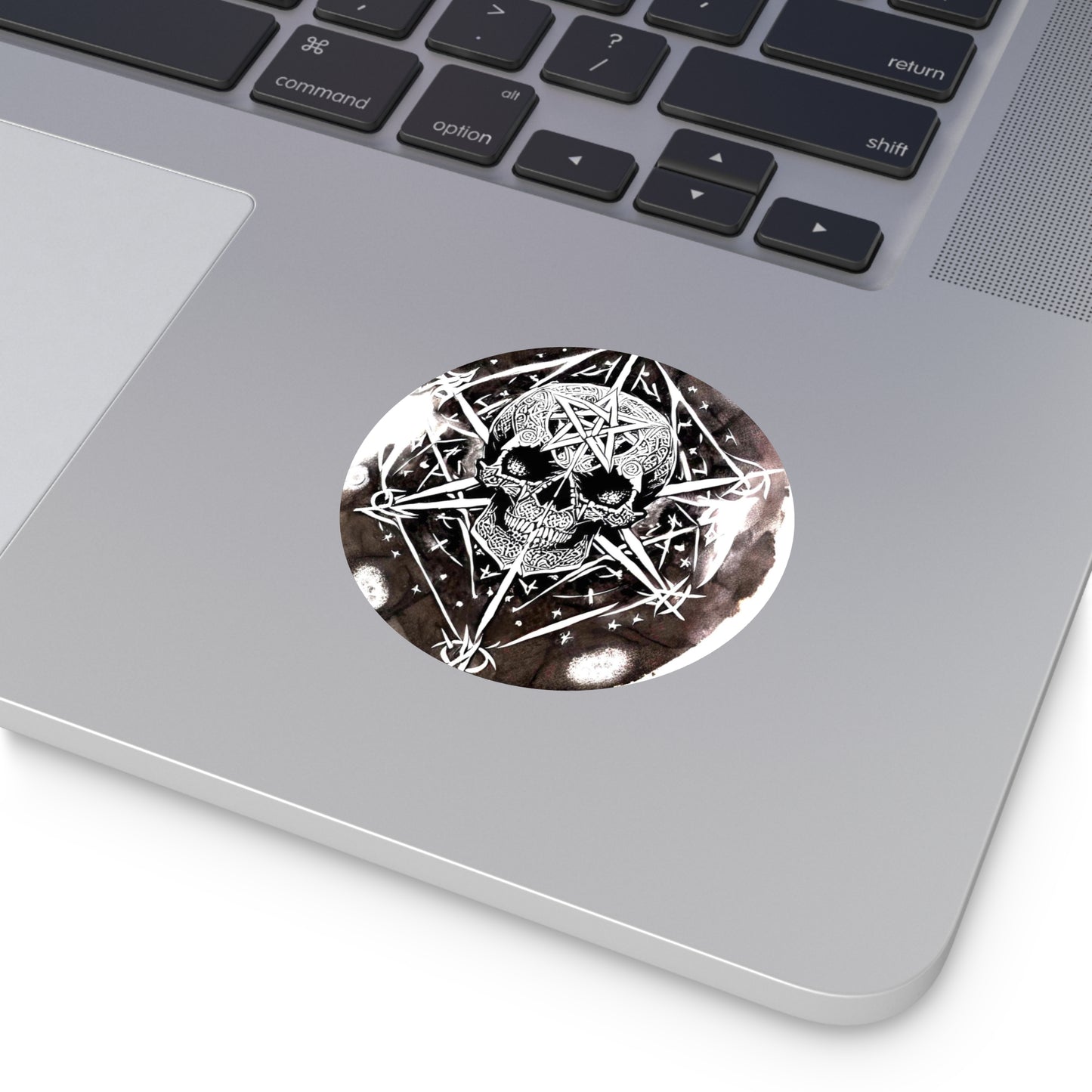 Pentagram Skull Round Vinyl Stickers