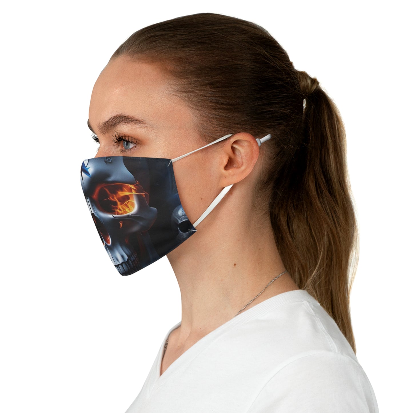 Flaming eyes skull Fabric Face Mask