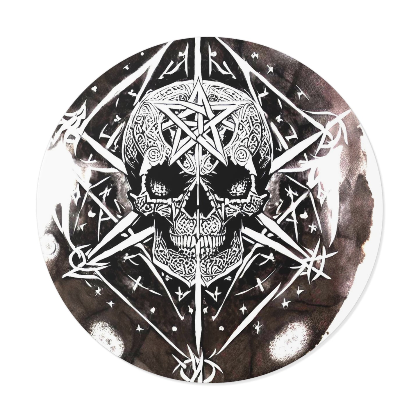 Pentagram Skull Round Vinyl Stickers