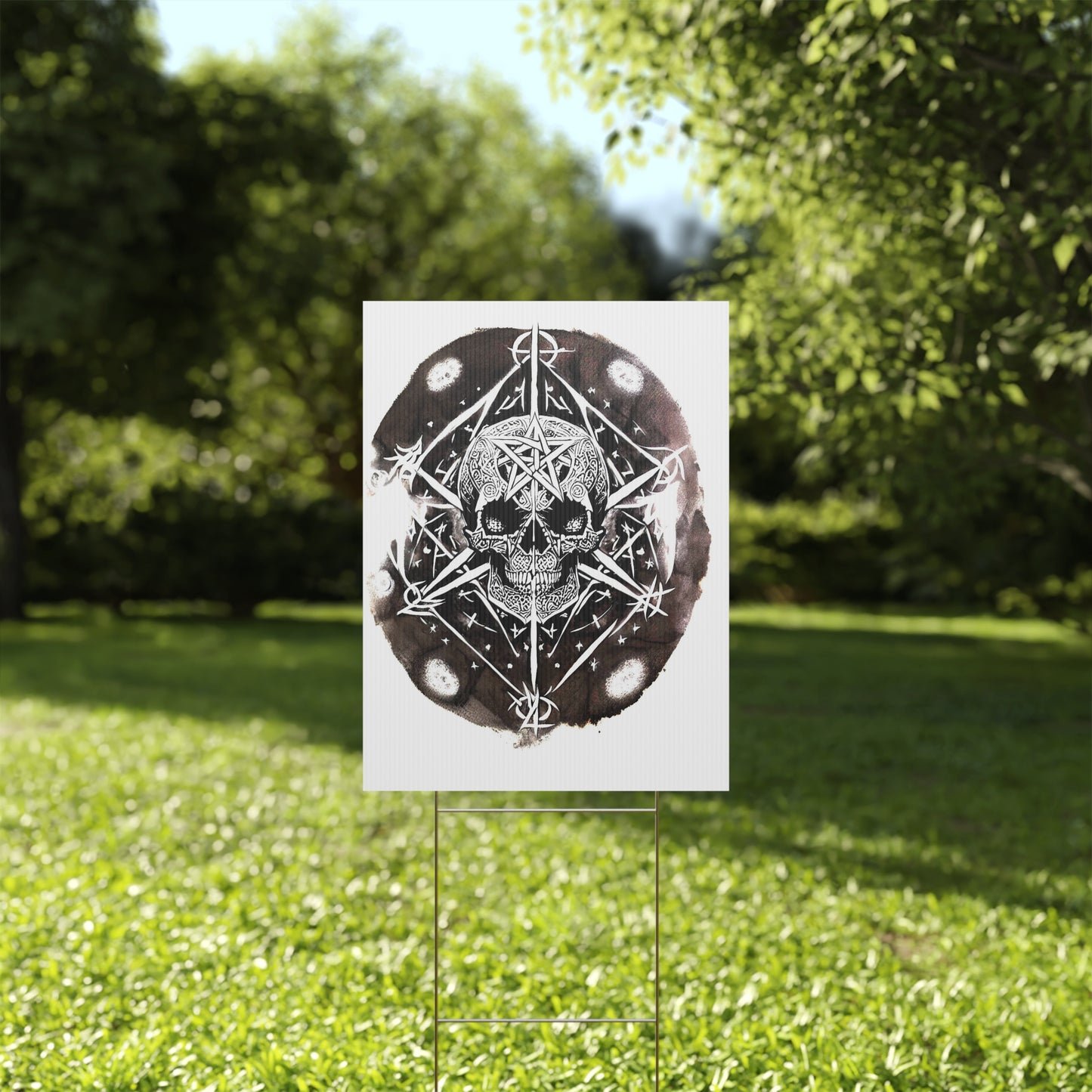 Pentagram Skull Plastic Yard Sign