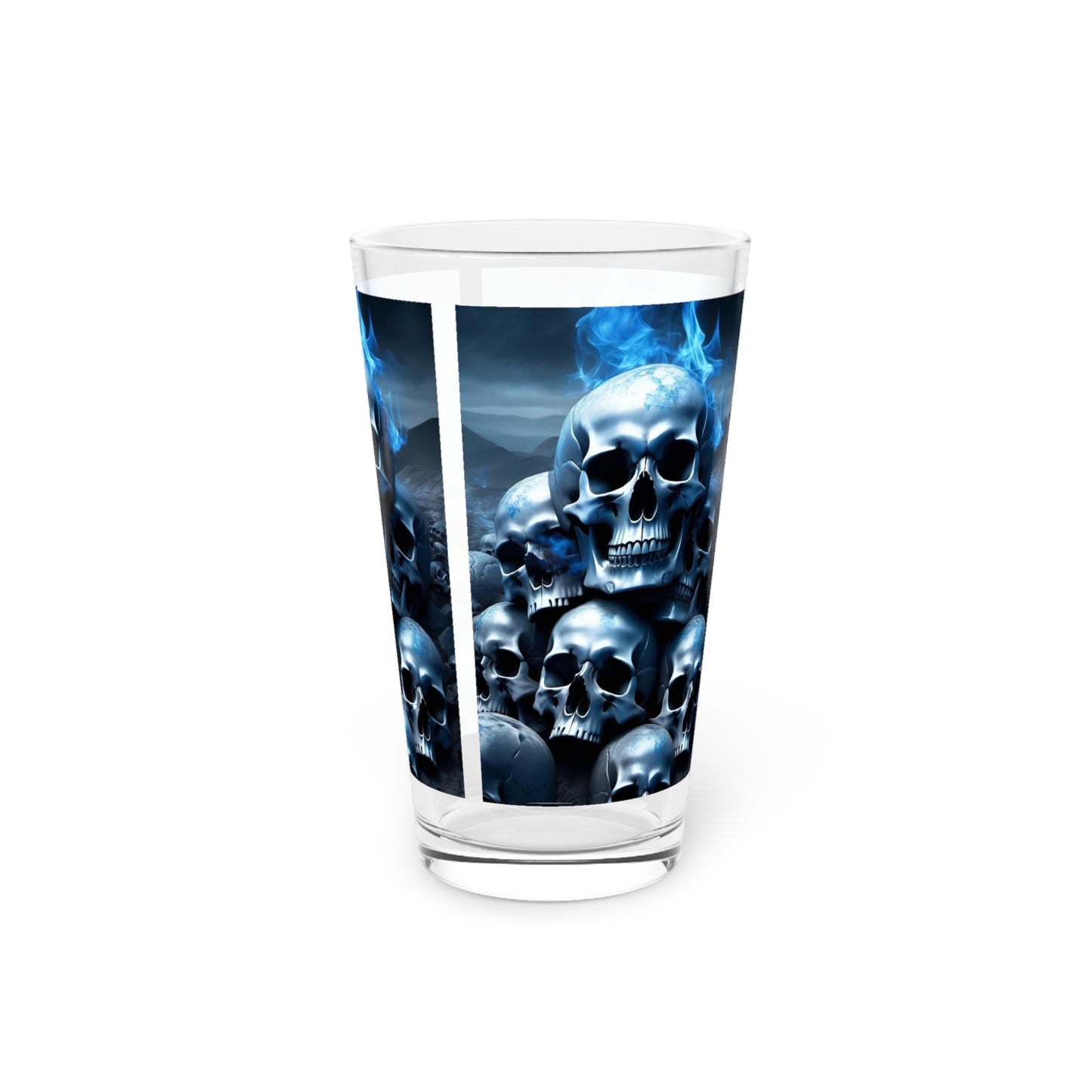 Blue skulls Pint Glass, 16oz