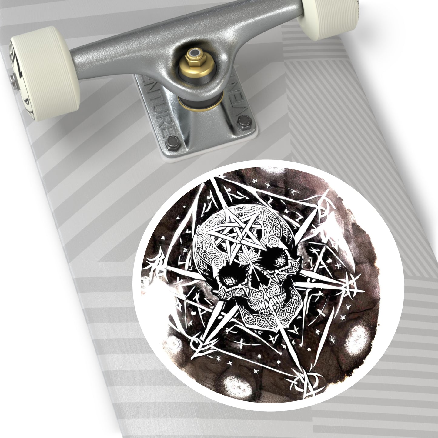 Pentagram Skull Round Stickers, Indoor\Outdoor