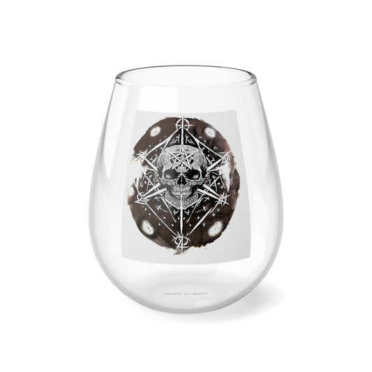 Pentagram Skull Stemless Wine Glass, 11.75oz