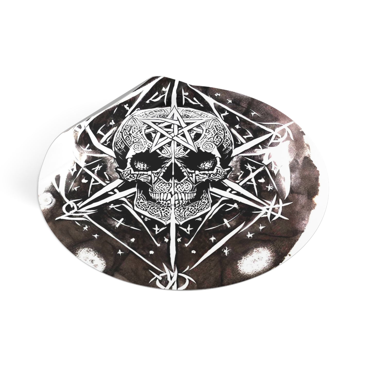 Pentagram Skull Round Vinyl Stickers