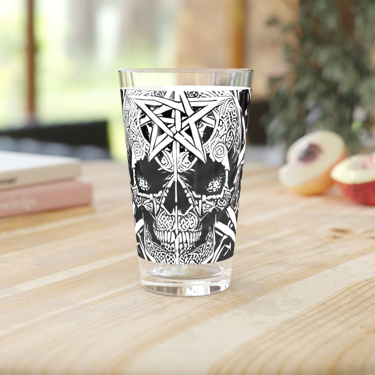 Pentagram Skull Pint Glass, 16oz