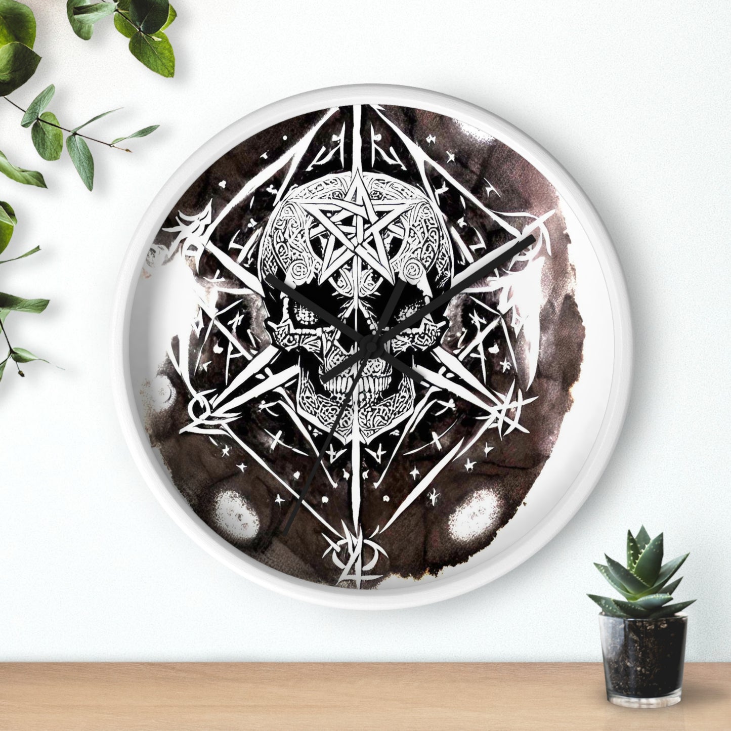 Pentagram Skull Wall Clock