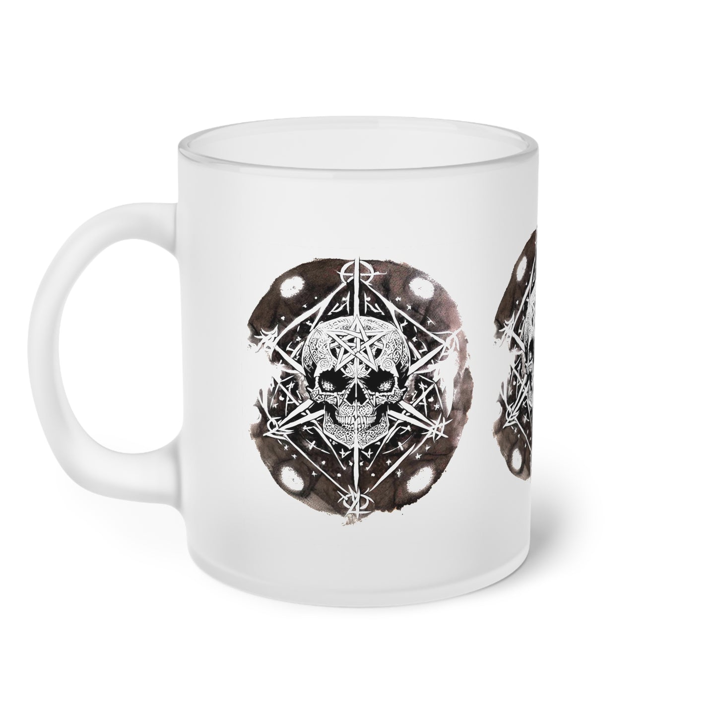 Pentagram Skull Frosted Glass Mug