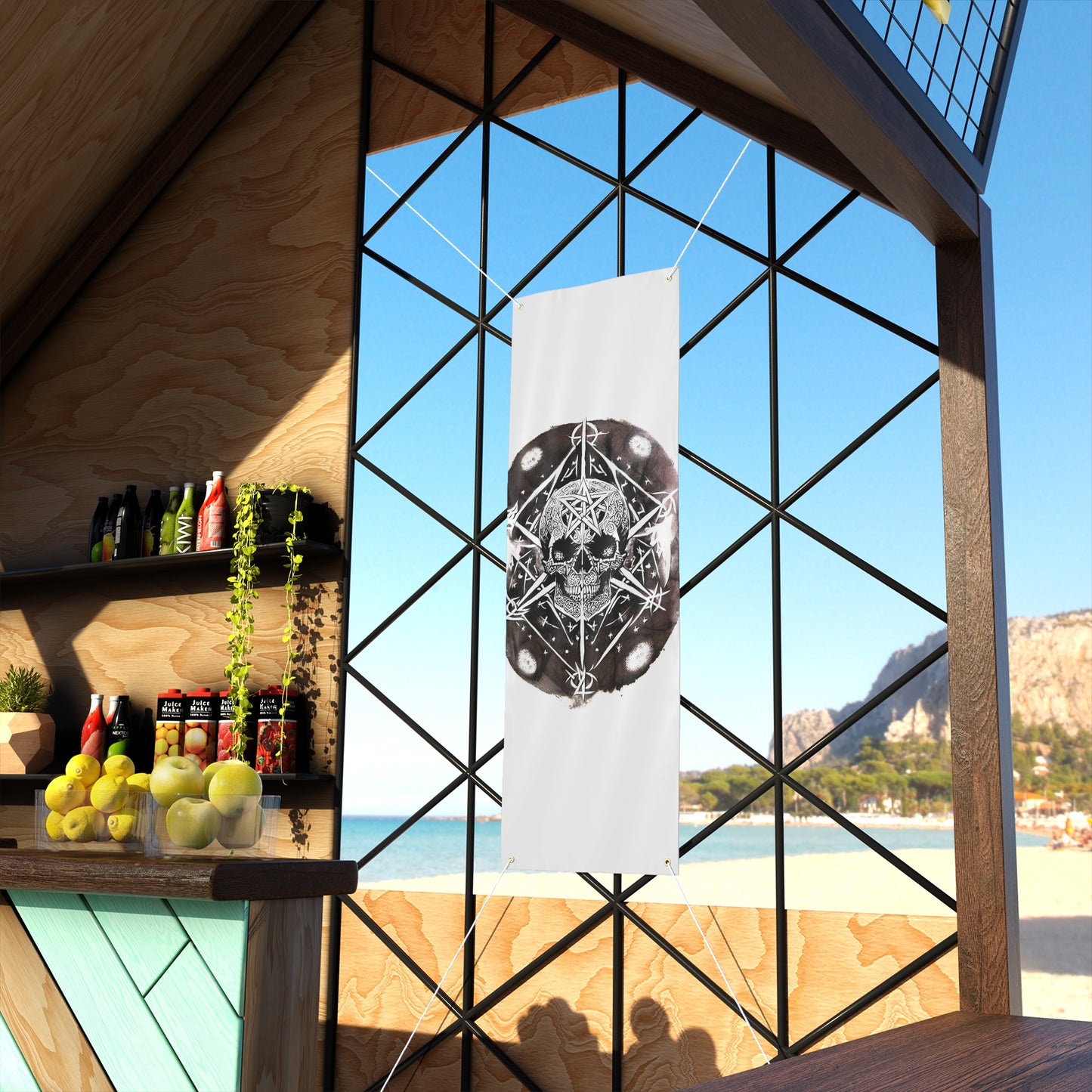 Pentagram Skull Matte Banner