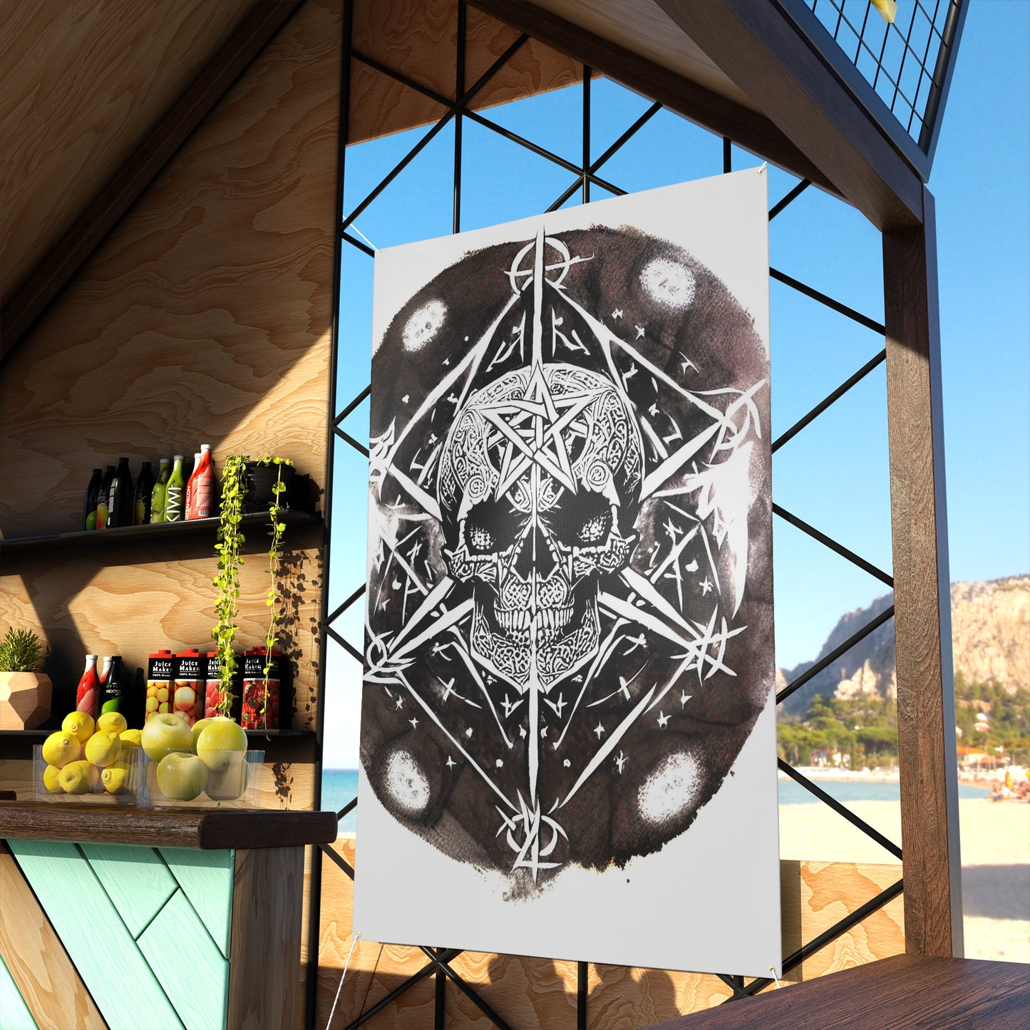 Pentagram Skull Matte Banner