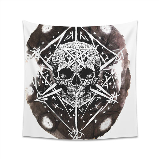 Pentagram Skull Printed Wall Tapestry