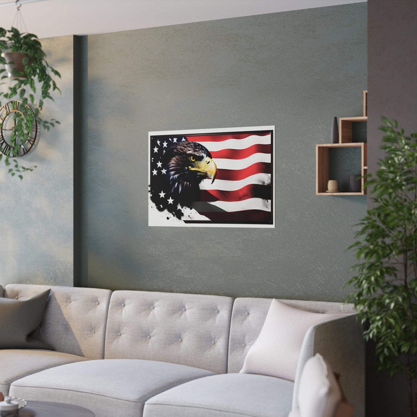 Eagle and flag Satin Posters (210gsm)