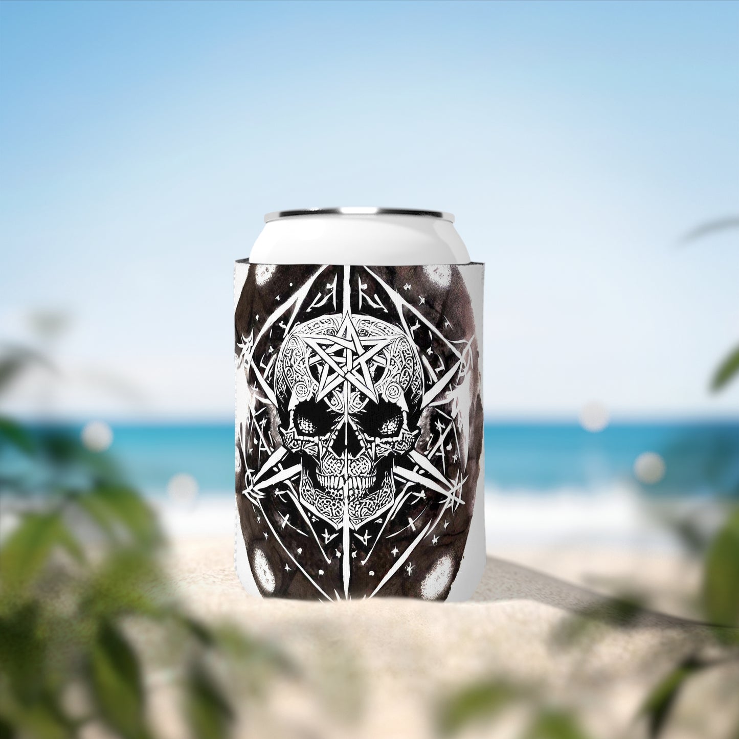 Pentagram Skull Can Cooler Sleeve