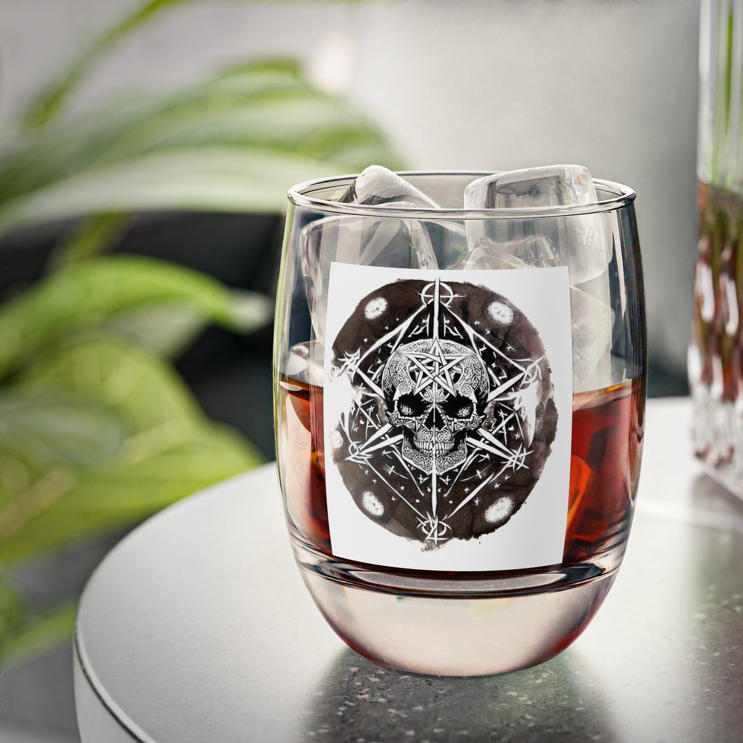 Pentagram Skull Whiskey Glass