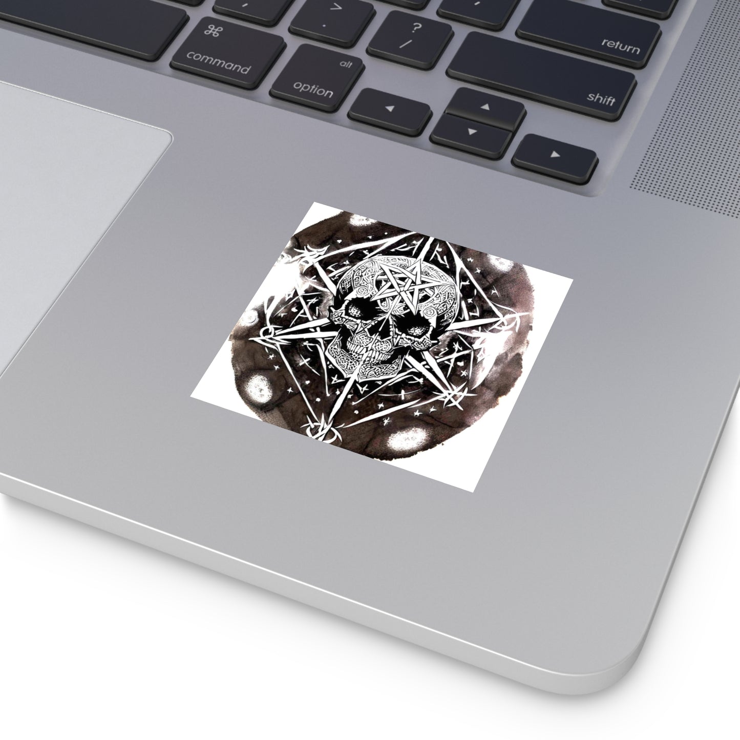 Pentagram Skull Laminate Stickers, Square