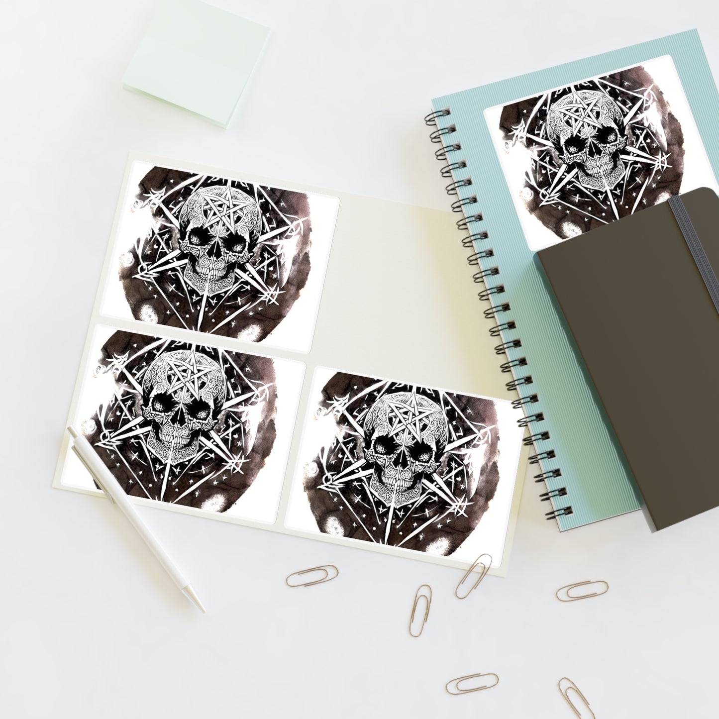 Pentagram Skull Sticker Sheets