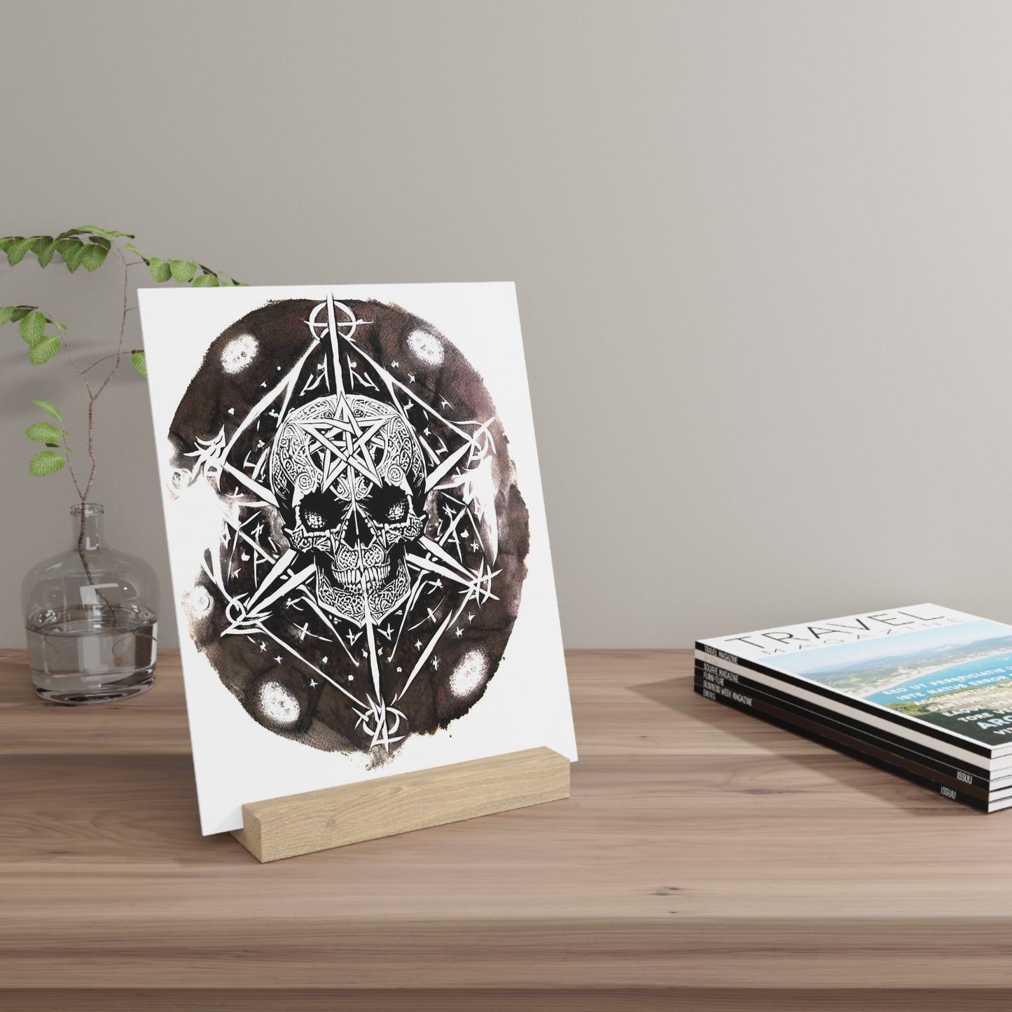 Pentagram Skull Gallery Board with Stand