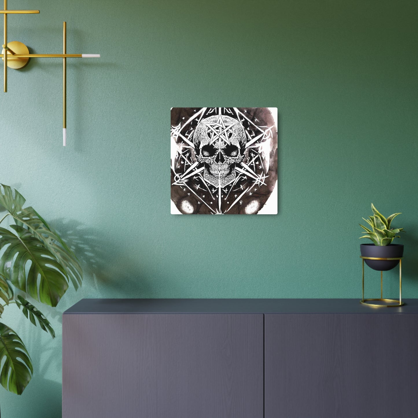 Pentagram Skull Metal Art Sign