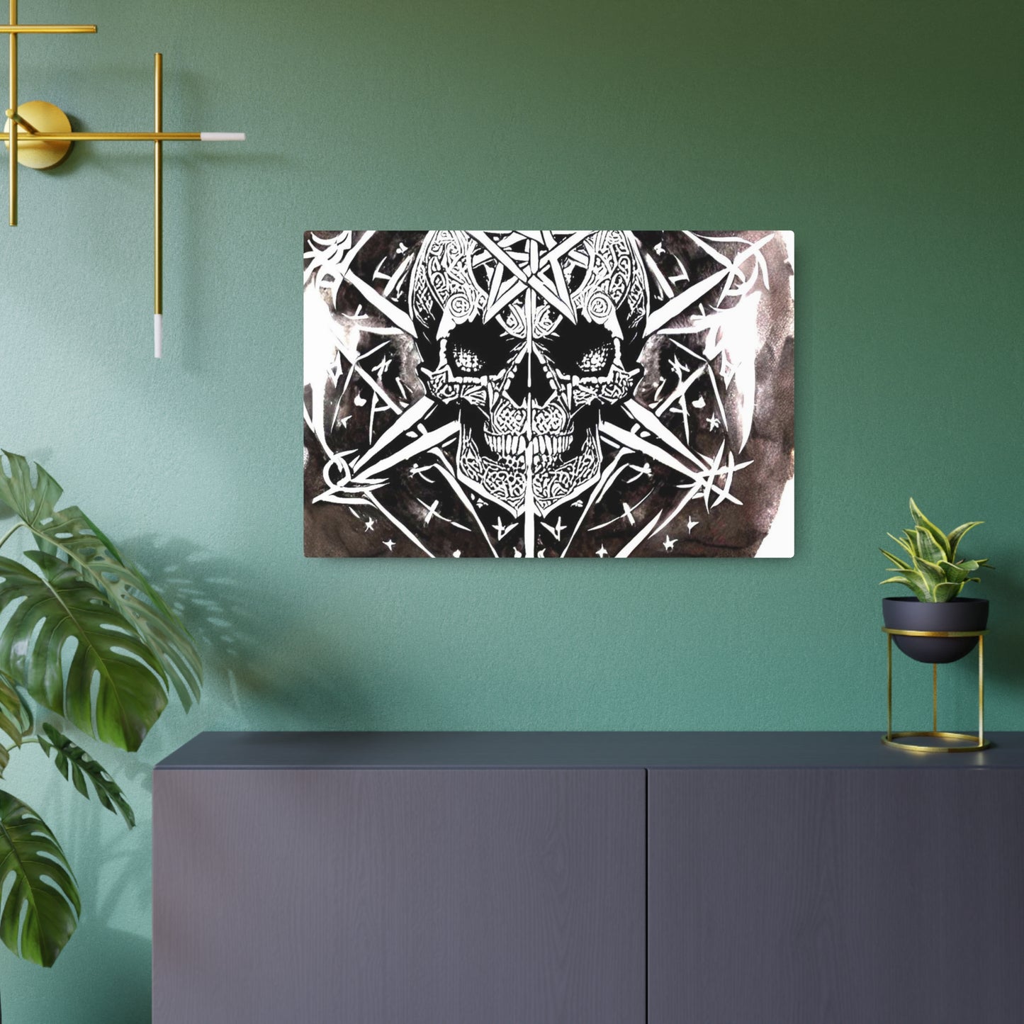 Pentagram Skull Metal Art Sign