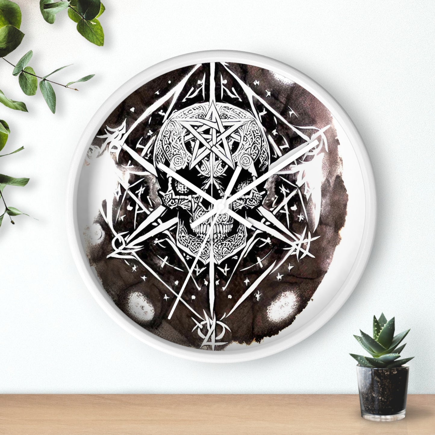 Pentagram Skull Wall Clock