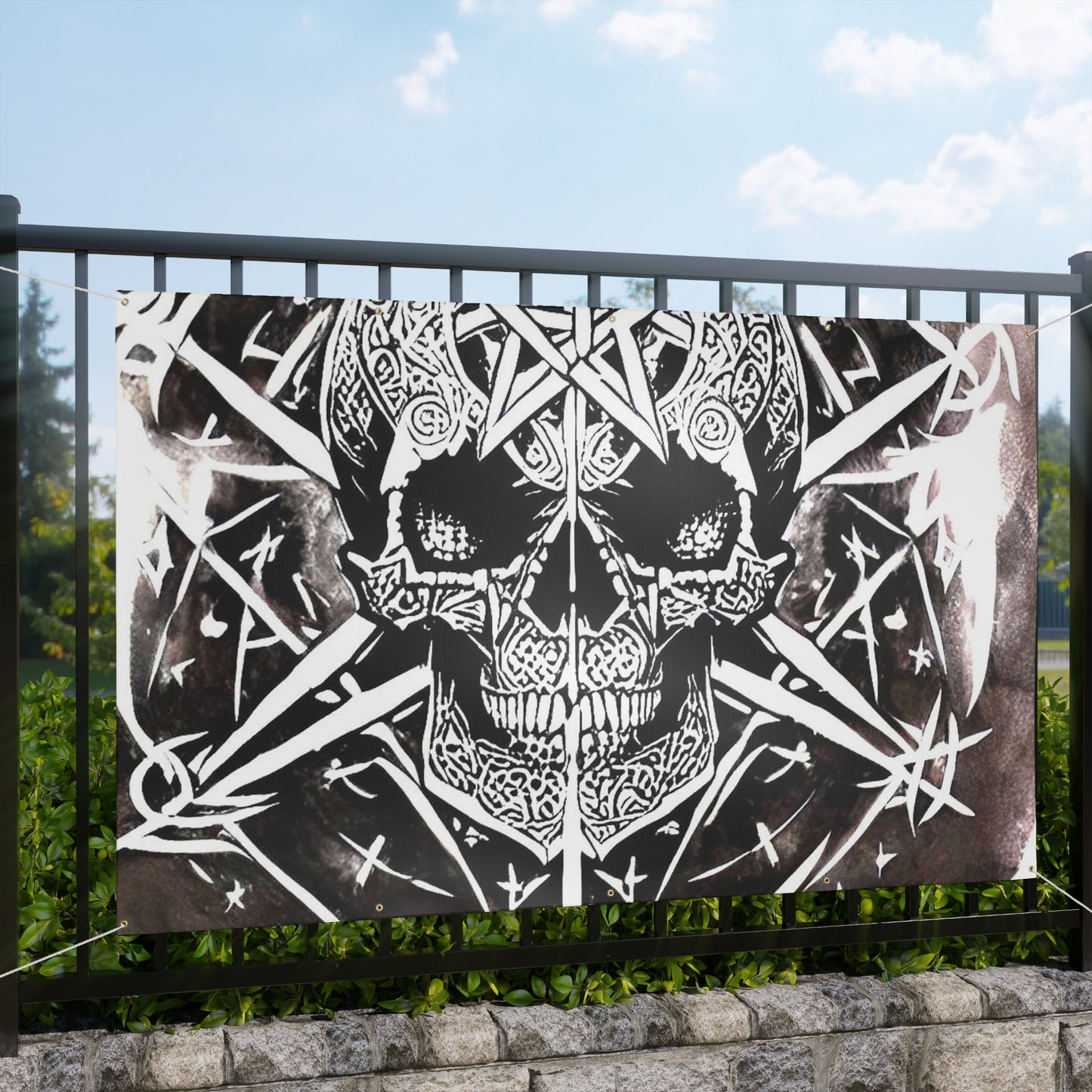 Pentagram Skull Matte Banner