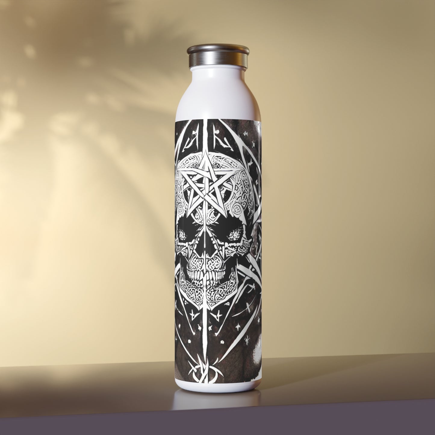 Pentagram Skull Slim Water Bottle