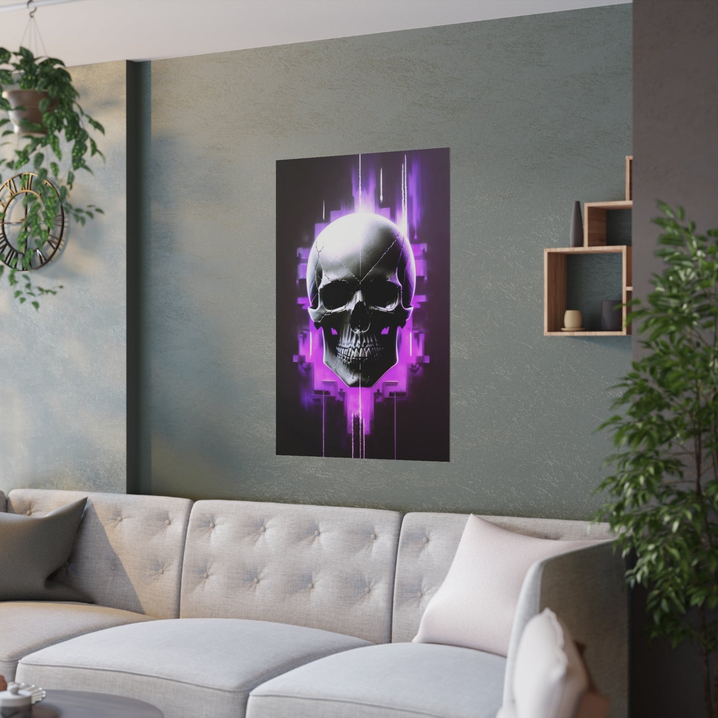 Purple Cyber Skull Satin Posters (210gsm)