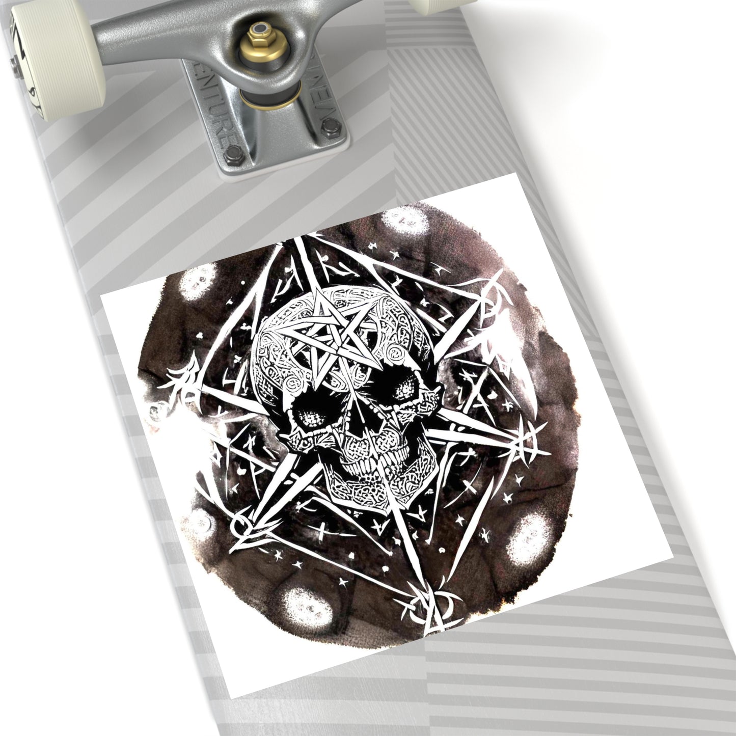 Pentagram Skull Laminate Stickers, Square