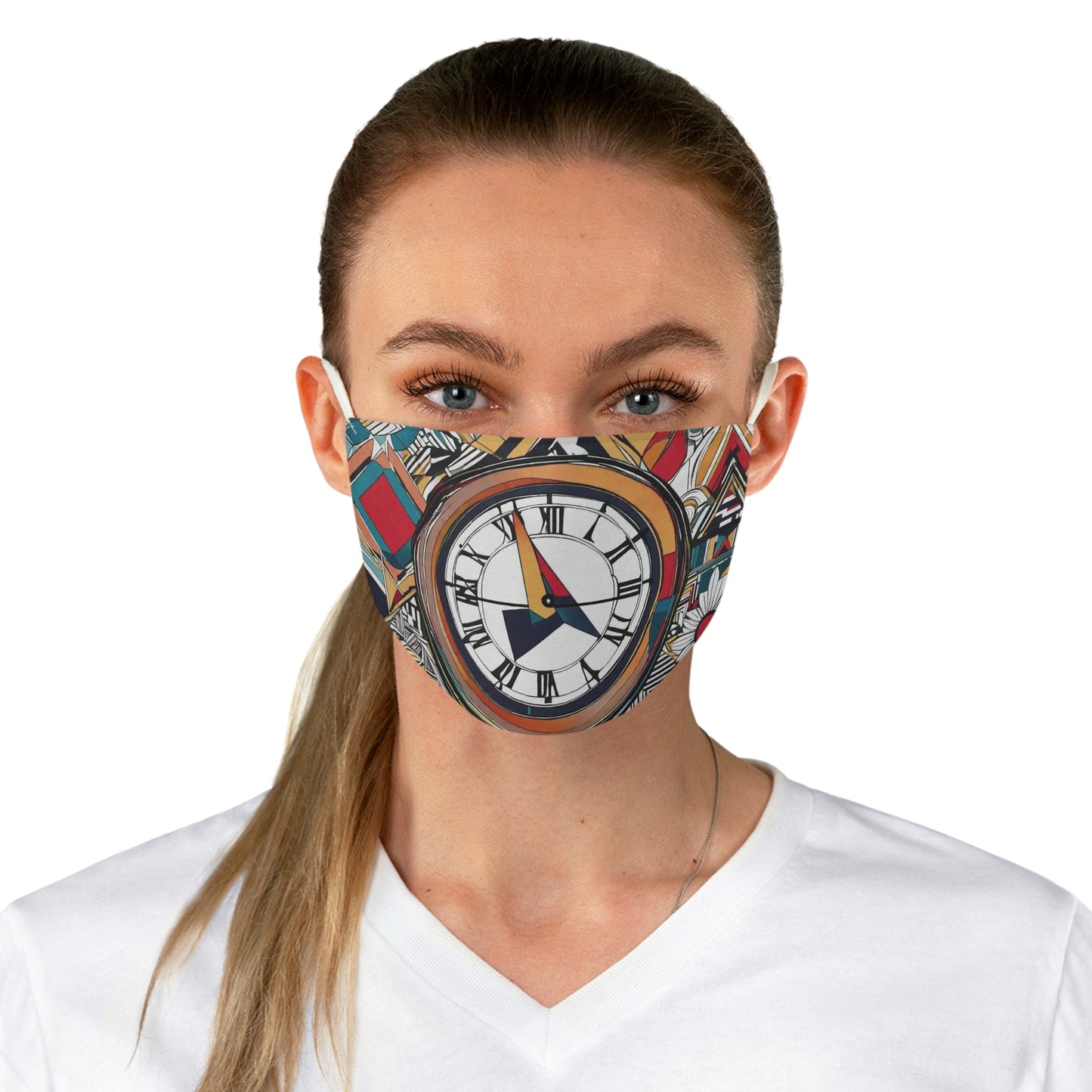 Abstract clock Fabric Face Mask