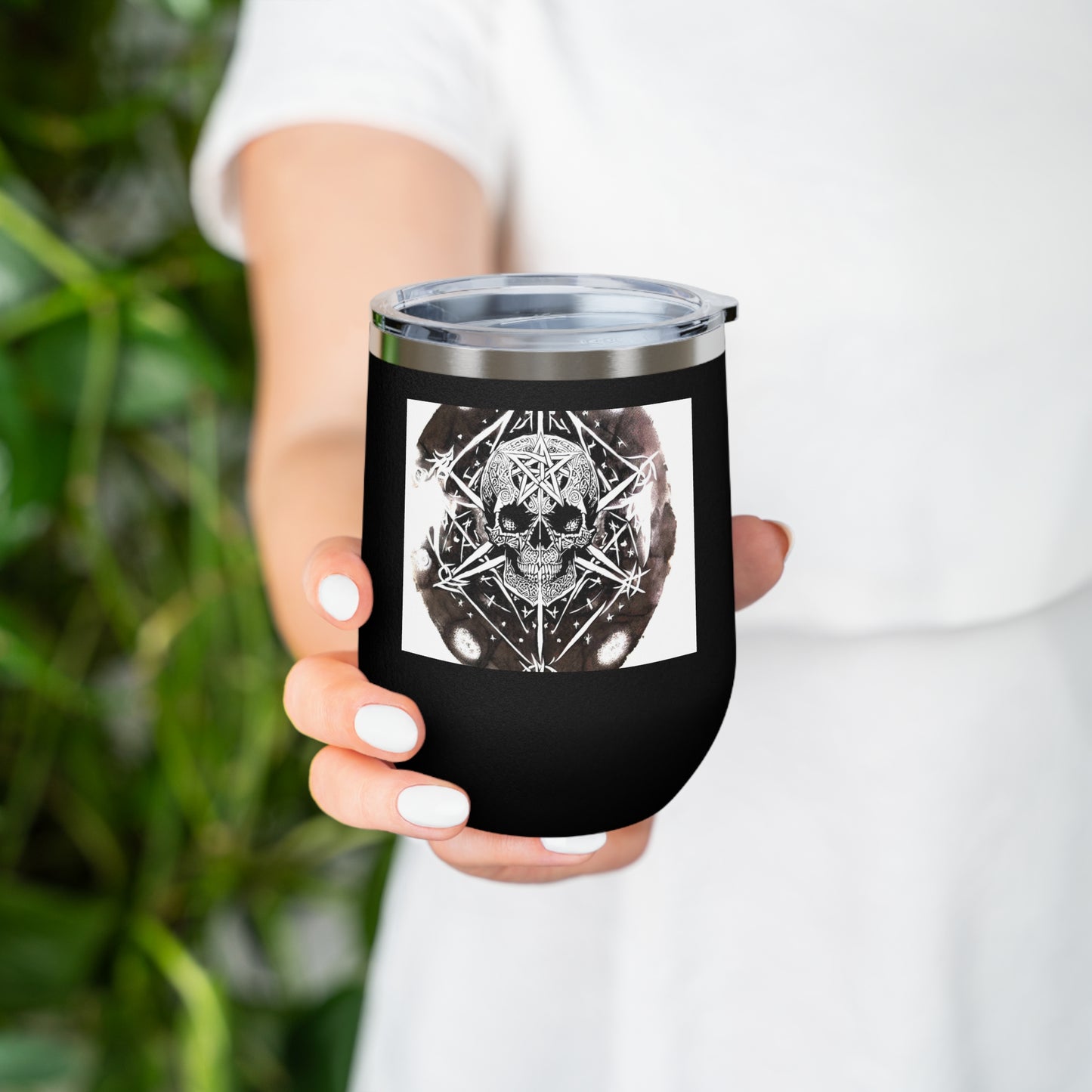 Pentagram Skull 12oz Insulated Wine Tumbler