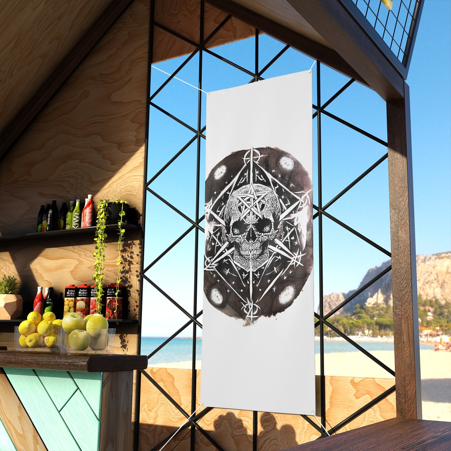 Pentagram Skull Matte Banner