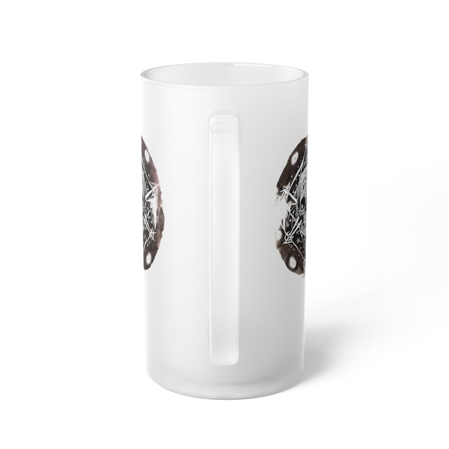 Pentagram Skull Frosted Glass Beer Mug