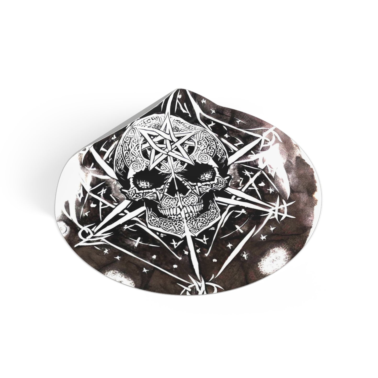 Pentagram Skull Round Vinyl Stickers