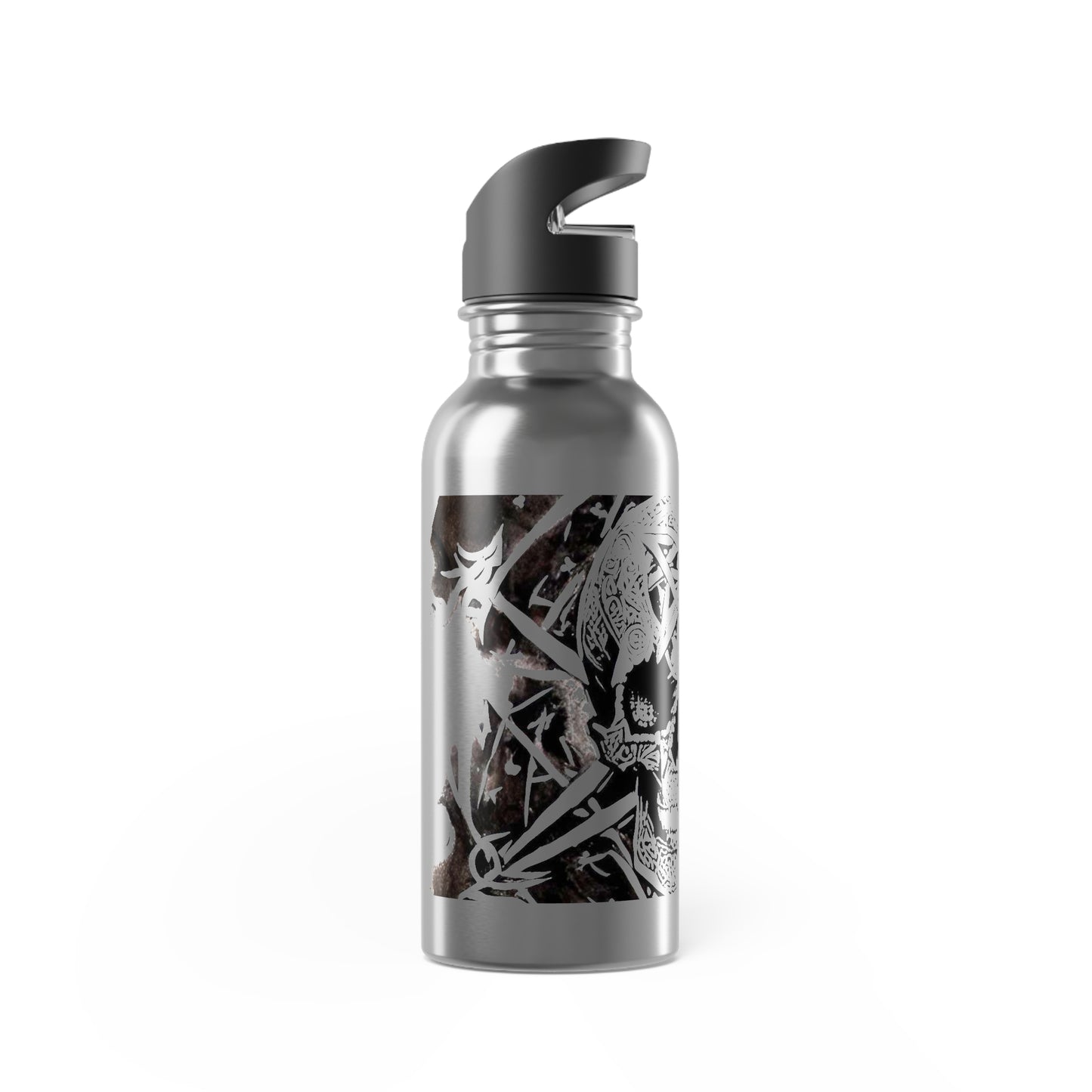 Pentagram Skull Stainless Steel Water Bottle With Straw, 20oz