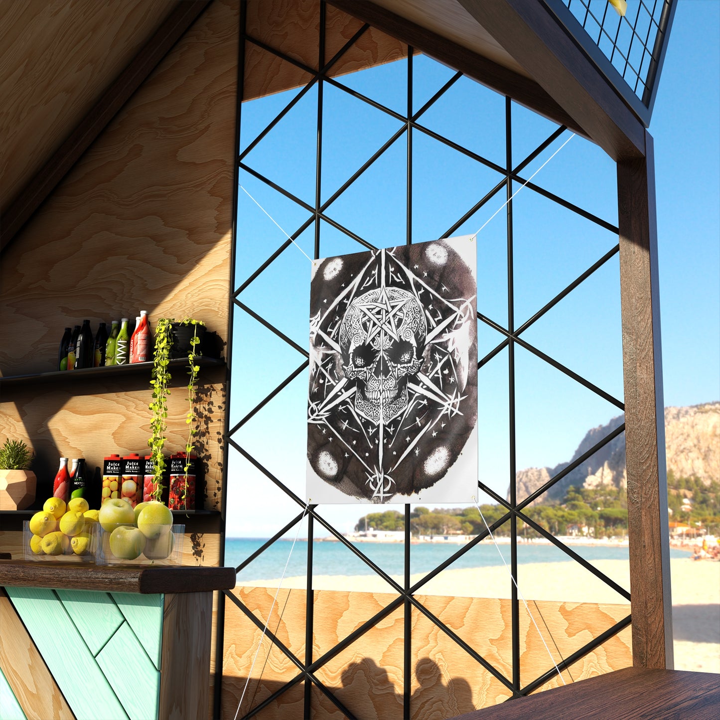 Pentagram Skull Matte Banner